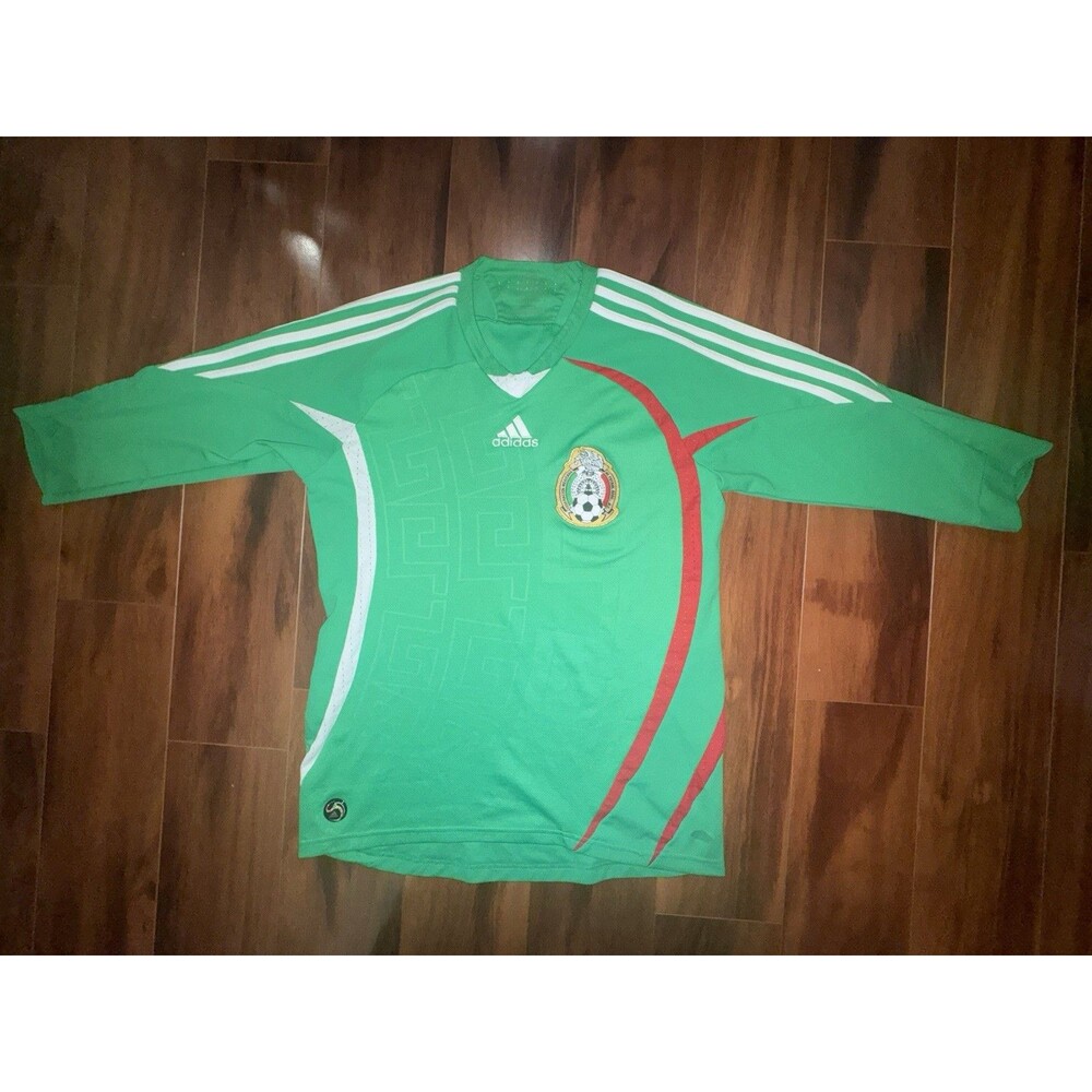 2008 Adidas Mexico Soccer Jersey 3/4 Sleeve Green FMF Futbol G45175